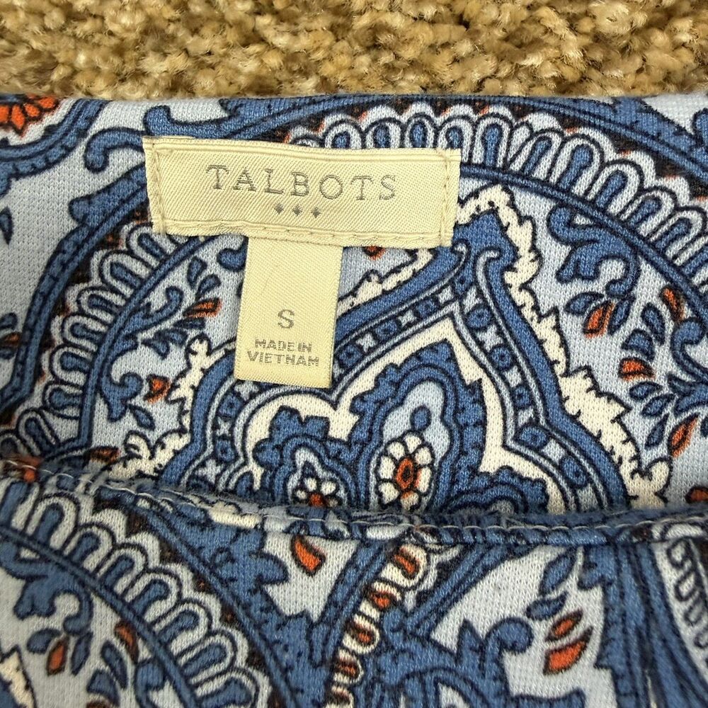 Talbots Blue Floral Paisley Shift Sleeveless Knit Stretch Womens Small EUC - Picture 5 of 8